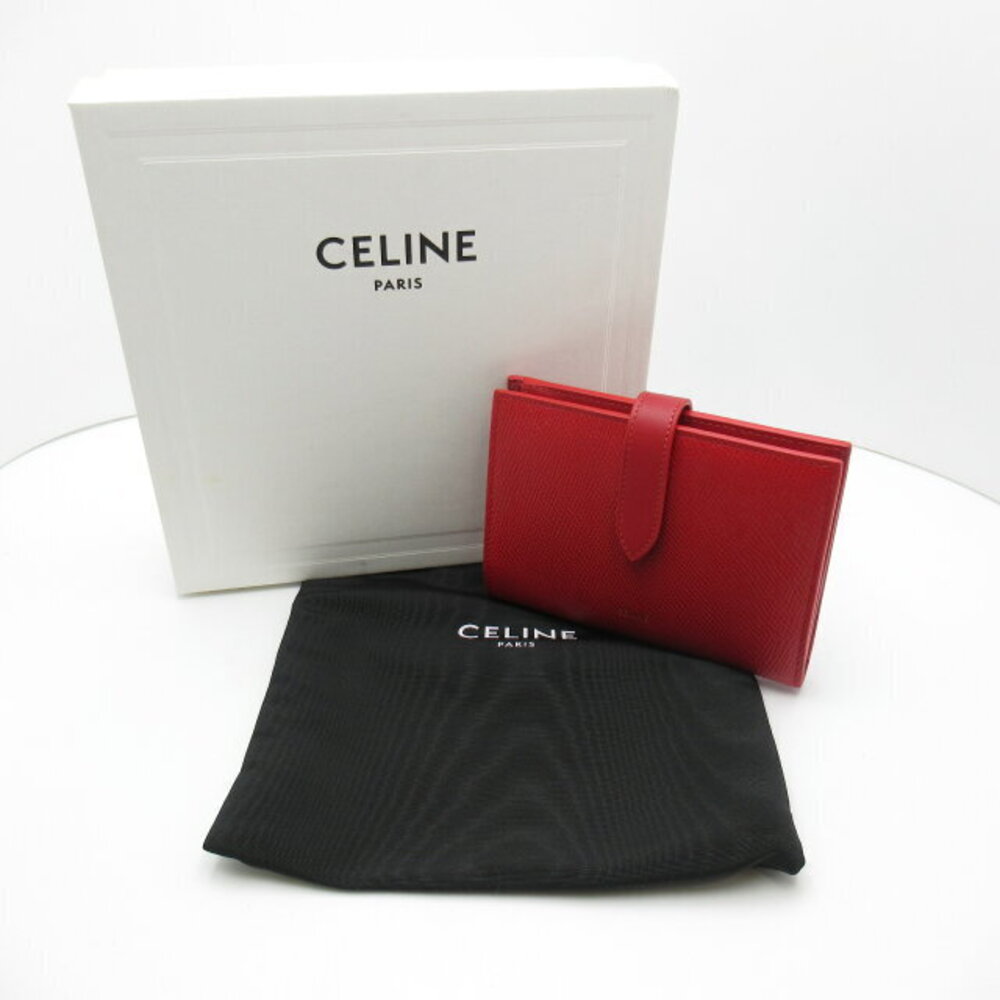 Celine Leather Bifold Wallet Calfskin Red Wallet - Picture 9 of 9